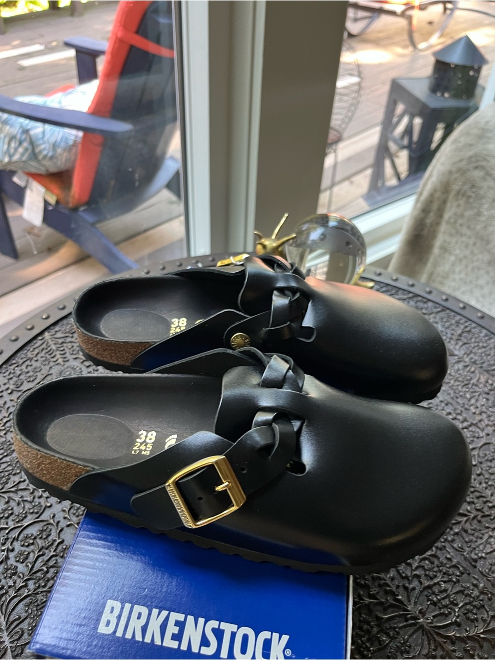 BIRKENSTOCK BOSTON BRAIDED CLOGS IN BLACK 38 7 - Picture 7 of 11
